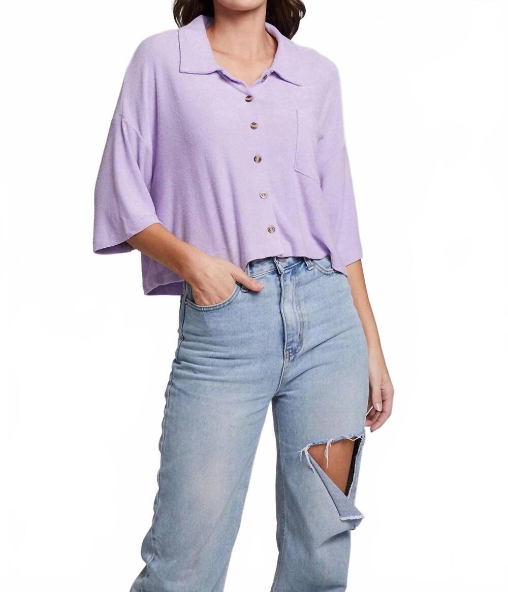 NEW CHASER marine crop button down in lavender